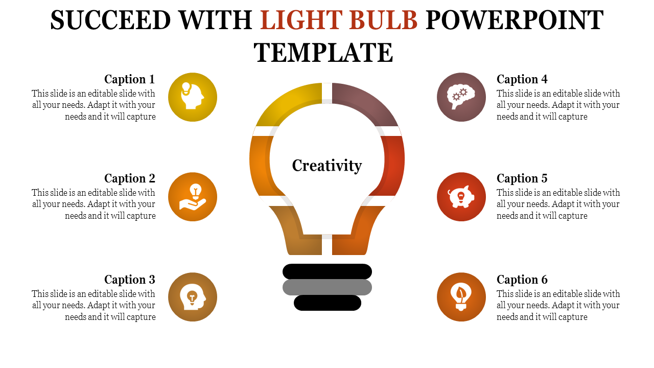 Free - light bulb powerpoint template - multi color